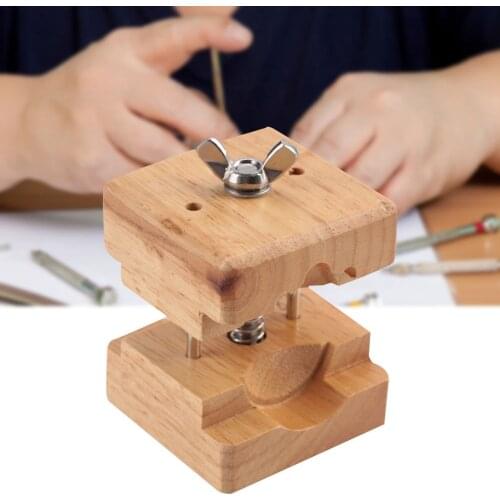 Professional Wooden Watch Case Block Vise Clamp Movement Wood+Stainless Steel Watch Repair Tool Kits for Watchmakers
