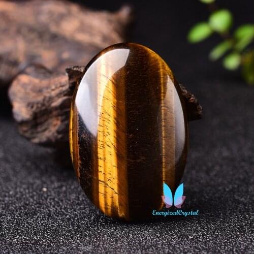 Natural Yellow Tigers Eye Palm Stone Quartz Healing Crystal Massage Polished Meditation