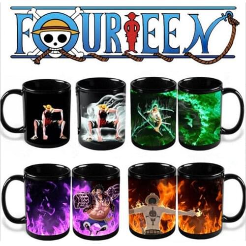 2018 New Anime Coffee Mug One Piece Color Change Cup Funny Printed Tea Milk Magic Ceramic Drinkware Luffy Zoro Ace 10