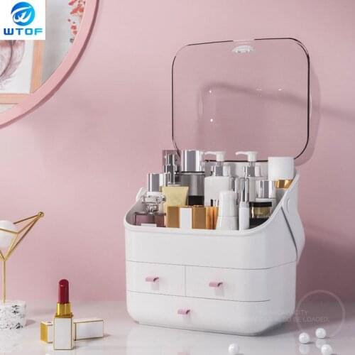 1 2 3 Layers Makeup Cosmetics Jewelry Organizer Display Box Storage Drawers Large with Lid Cover Holder Waterpoof Dustproof