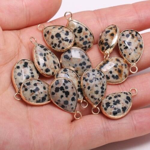 Natural Stone Pendant Water Drop Type Damation Jaspers Faceted Pendant Necklace For DIY Jewelry Best Birthday Gift Size 13x23mm