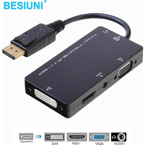 Original BESIUNI Displayport DP To DVI HDMI VGA Audio Female Adapter Display Port Cable Converter For Apple MacBook Air Pro