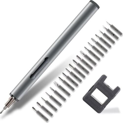 Precision Mini Portable Cordless Electric Screwdriver with 20pcs S2 Magnetic Bits for Mobile Phone Laptop and Computer