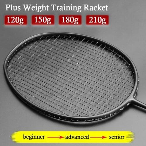 Professional Training Max 34LBS Heavy Carbon Fiber Badminton Rackets Strung Plus Weight With Bag Strings Racket Racquet