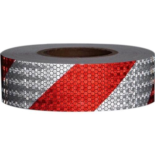 5X300cm Self Adhesive Shining Reflective Safety Warning Tape for Car Red & White Shining Reflective Safety Warning Tape Dropship