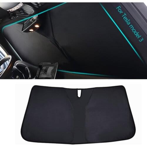 Car Windshield Sun Shades Sunshade Cover Windsn Protector for Tesla Model 3 Black (134X89 cm)