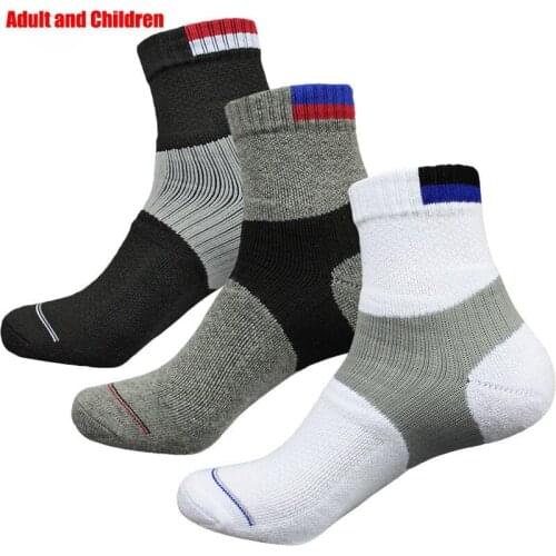 Badminton Tennis Athletic Crew Socks Adult Children Cotton Thick Towel Sole Basketball Running Hiking Sport Sock Mens Womens Sox