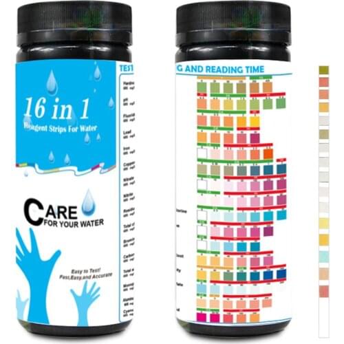 16-in-1 Water Quality Test Strip for Checking Water Quality Test Aquarium Fish Tank Swimming Pool SPA Hot Tub Test Strips