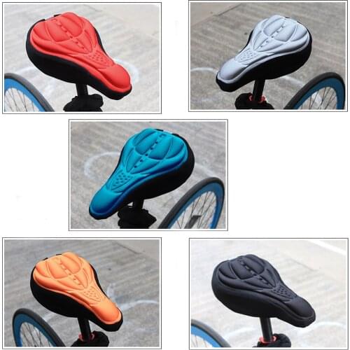 Embossed Sponge Cycling Saddle Thickened Comfort Ultra Soft Silicone 3D Gel Pad Cushion Cover Bicycle Saddle Seat 4 Color