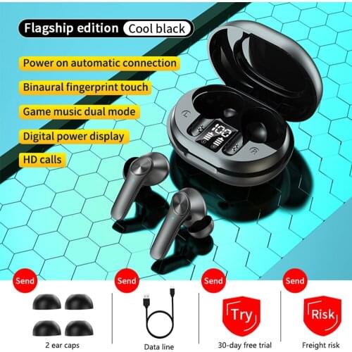 TWS Wireless Bluetooth-compatible Earphones Stereo Headphones Sport Noise Cancelling Mini Earbuds with Mic for All Smart Phone