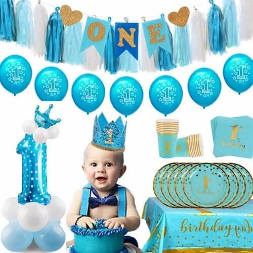 One Year Birthday Boy Baby Shower Birthday Party Decoration 1st Birthday Party Supplies 1 Year Old Crown 1 Birthday Decor