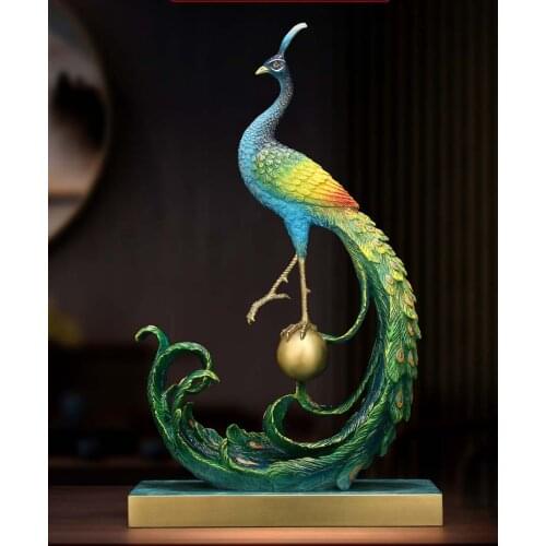 Top art all copper peacock ornaments home living room wine cabinet decoration European luxury housewarming wedding gift