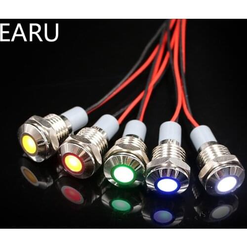 10mm Waterproof IP67 LED Metal Warning Indicator Light Signal Lamp Pilot with Wire 3V 5V 12V 24V 220V Car Styling Boat PC Power