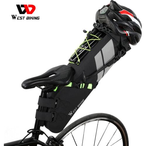 WEST BIKING 17L Bike Saddle Bag Waterproof Reflective Cycling MTB Trunk Pannier Large Capacity Foldable Tail Rear Bags Black
