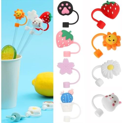 1PC Silicone Straw Plug Reusable Cartoon Plugs Cover Airtight Drinking Dust Cap Splash Proof Plugs Suit For 6mm-8mm Straws Cup