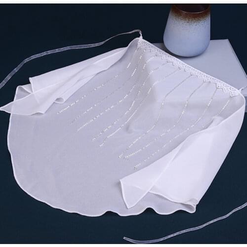 Chinese Style Retro Hanfu White Color Hair Band Womens Tassel Headband Ear Tassel Face Mask Dance Props Ribbon Accessories