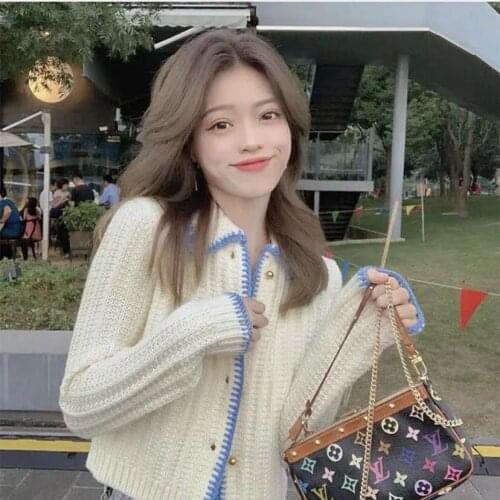 Vintage Yellow Sweater Cardigan Womens Lazy College Style Loose Sleeve Women Long Sleeve Korea