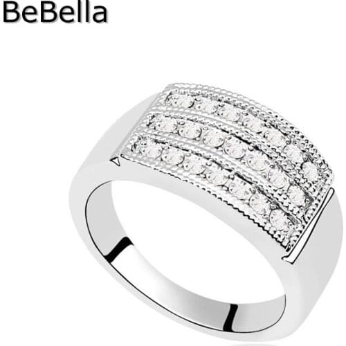 BeBella 5 colors round crystal wide women ring for party with genuine Czech crystal for girls Christmas gift