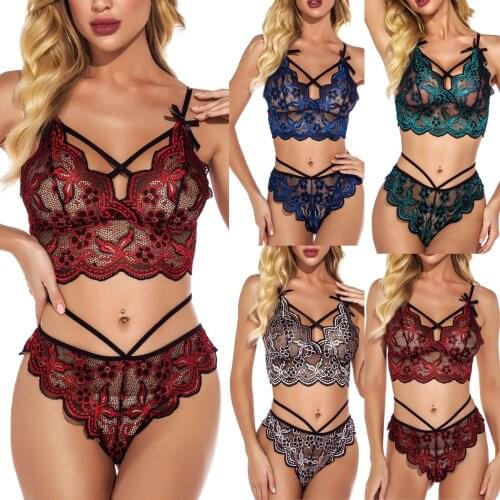 S-XXL Multicolor French lenceria talla grande Women Sexy Lace printing Wireless Bra Lingerie Sleepwear Pajamas Underwear Set