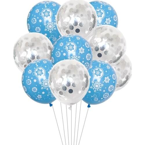 1set Snow Party Snowflake Confetti Latex Balloon Set Adult Kids Birthday Party Decoration Baby Shower Decor Balloons Globos