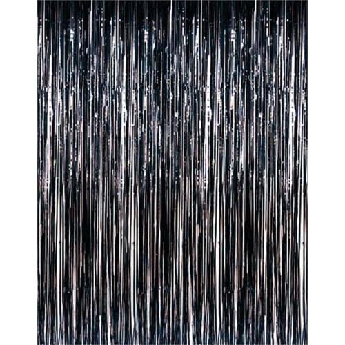 1M*2M black Tinsel Foil Fringe Door Window Curtain Party Decoration photo backdrop background