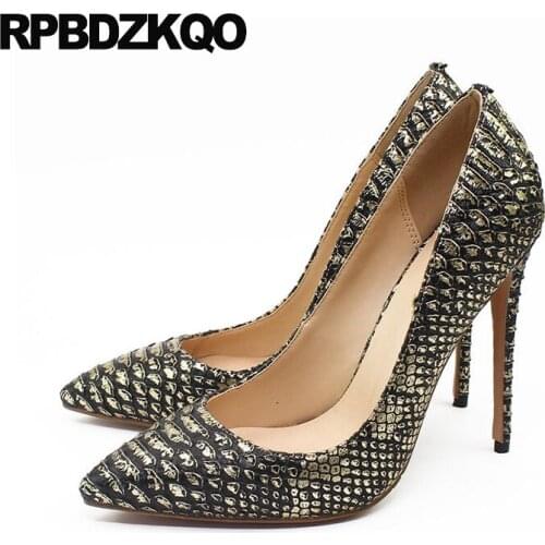 12 44 high heels women fashion shoes brand exotic dancer 13 45 big size scarpin 12cm 5 inch runway snakeskin pointed toe pumps