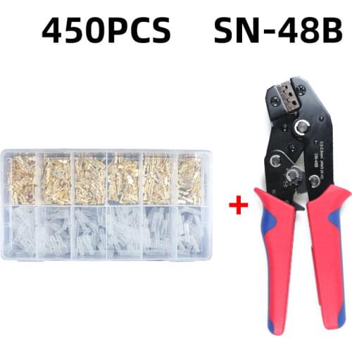 2.8/4.8/6.3mm Spring Plug Wire Crimped Crimping Hand Tool Crimp Wire Terminals Connector Terminals Electrical Insulated Assortme