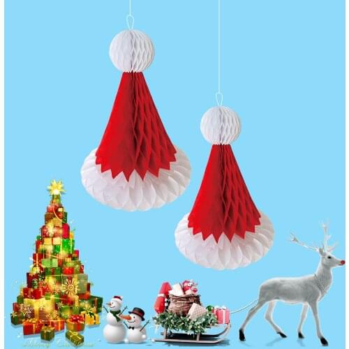 2pcs Creative Paper Hat Pendant Christmas Tree Decorations Art Ornament Hanging Craft