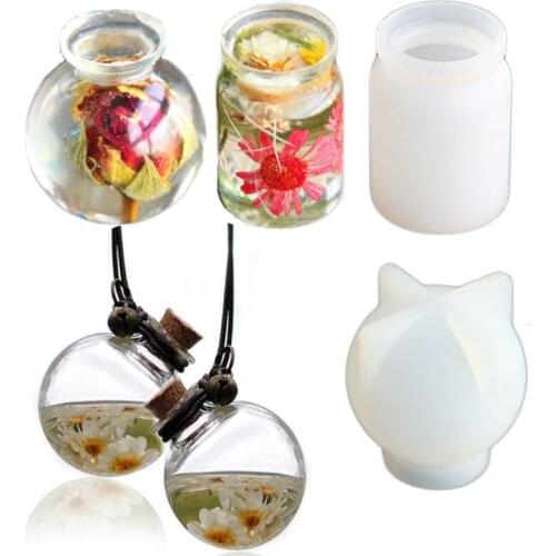 2Pcs Mini Bottle Epoxy Resin Mold Small Box Pendant Storage Container Jar Silicone Molds for Resin DIY Earrings Jewelry Making