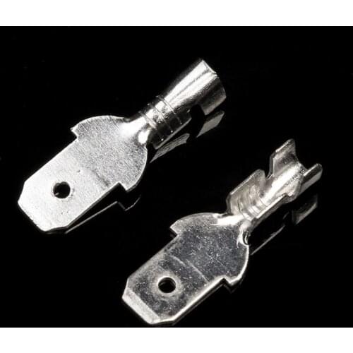 4.8mm 100Pcs Electrical Wire Insulated Crimp Terminal Connectors Silver 0.75-2.5mm2 Spade Terminal Wire Connector Kit