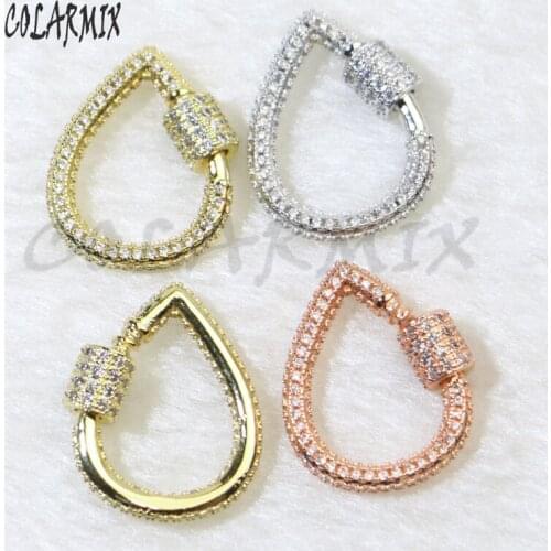 4 Pcs Zircon Buckle Pendant drop shape Jewelry accessory for jewelry making High quality metal buckle pendant for lady 5978