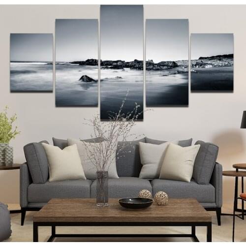 5Pcs Landscape Decorative Painting Seaside Rock Poster Waterproof Ink Home Wall Art Nordic Decorative Still Life Pattern