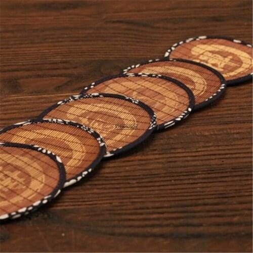 50pcs Bamboo Coasters Placemats Round Heat Resistant Drink Mat Table Tea Coffee Cup Pad Non-slip Cup Mat