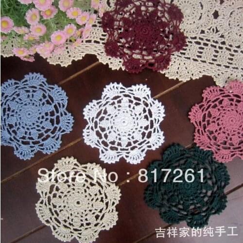 Free shipping 2015 new 20 pic/lot 12cm fabric felt lace doilies for kitchen accessories crochet hook table mats for wedding deco