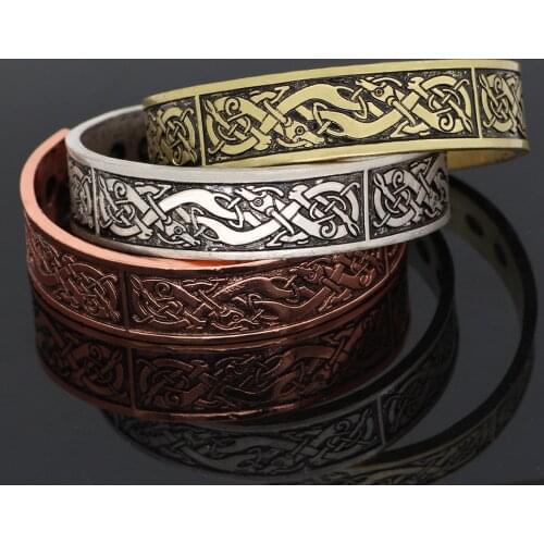 Antique Bronze Vikings Runes Cuff Bracelets Bangles Men Women Zinc Alloy Wristband Dragon Viking Unisex Pulseras Jewelry Gifts