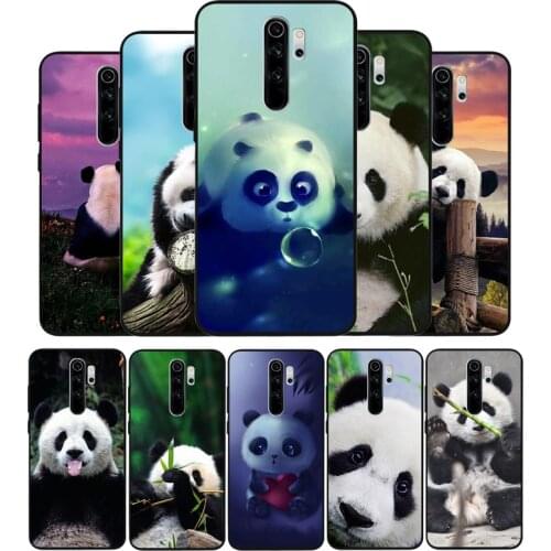 Animal Panda black Silicone Phone Case For Redmi note 9 8 7 Pro S 8T 7A Cover