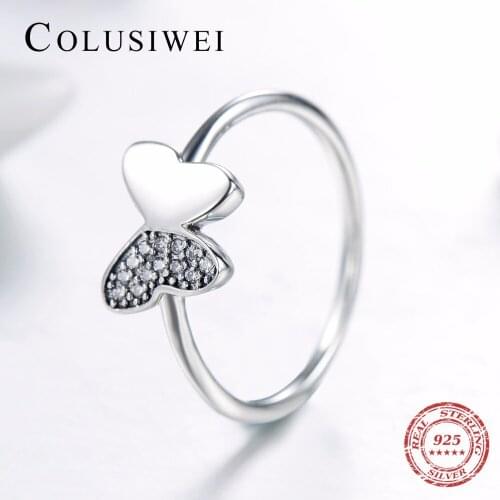 COLUSIWEI 2021 New Solid 925 Sterling Silver Sparking butterfly Rings Fashion Vintage CZ Finger Ring For Women Wedding Jewelry