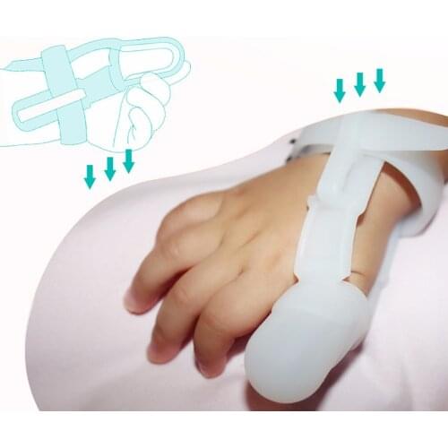 Baby Teethers Thumb Gloves Nontoxic Silicone Baby Kids Finger Guard Stop Thumb Sucking Wrist Band New Finger Bite Prevention