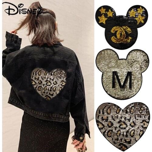 Disney Simple Casual Clothes Bag Seamless Stickers Sequins Love Patch Stickers Mickey Cute Cartoon Pattern Hole Repair