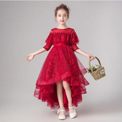 Elegant Girl Dresses Tulle Beading Appliqued Pageant Dresses For Girls First Communion Evening Clothes Kids Prom Wedding Gown