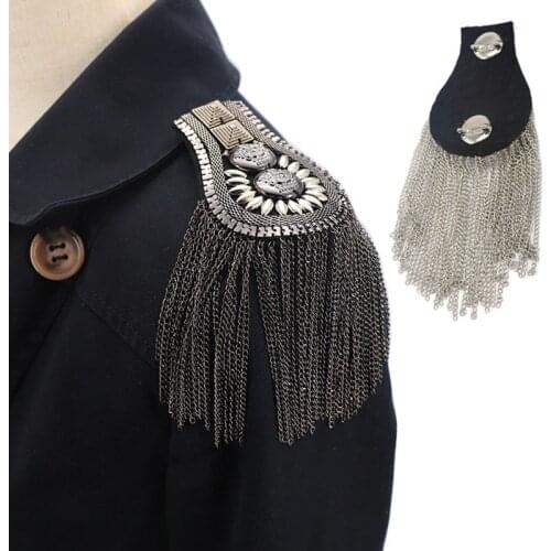 1pcs Vintage Metal Tassel Epaulette Handmade Cloth Craft Men Women Fashion Punk Shoulder Board Clothes Decor