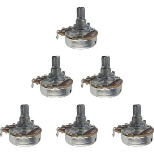 FLEOR 6pcs Guitar Pots Potentiometers A250K /B250K /A500K /B500K Short Split Shaft Electric Guitar Parts