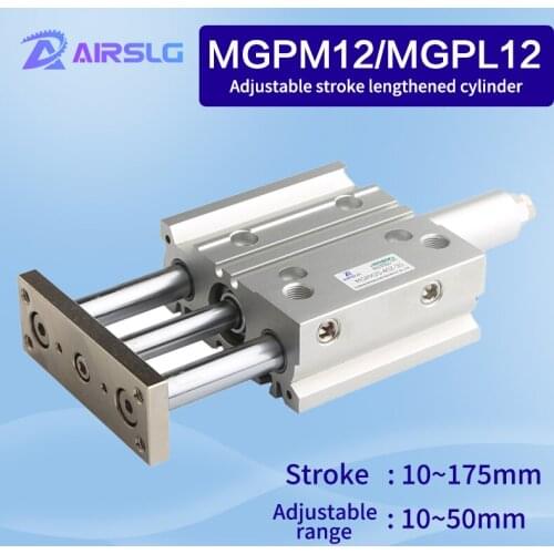 MGPL MGPM12 MGPL12 -20Z~175Z StrokThree-axisthin Rod Cylinder Compact guide Stable pneumatic Adjustable stroke cylinder-10~50