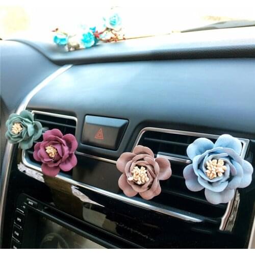 JOORMOM handmade fabric camellia car air outlet perfume clip car air conditioning ladies perfume jewelry