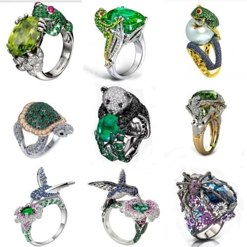 Animal Collection ! Exquisite Unique Spider Fog Finger Rings for Women Shiny CZ Crystals Animal Rings Female Accessories Gifts
