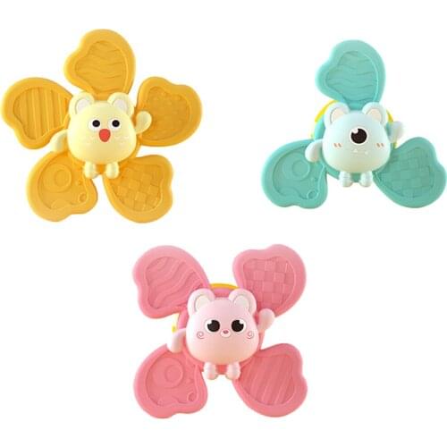 3PCS Baby Bath Spinning Top Toy Safe Interesting Baby Bath Toys Animal Hand Spinner Toys With Suction Cups Spin Toy For Kids
