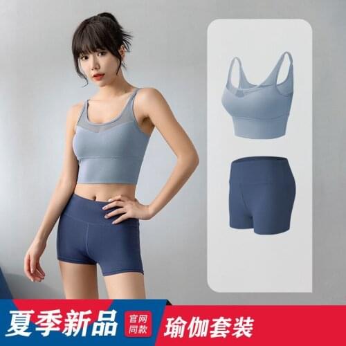 Two Piece Set Women Yoga Pants Womens Summer High Waist Shorts Running Yoga Conjuntos De Mujer Ensemble Femme