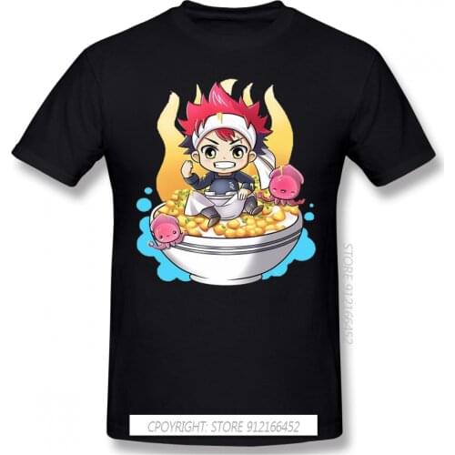 Cool Black TShirt Food Wars Shokugeki No Soma Erina Totsuki Anime Homme T-Shirts Tee Pure Cotton Oversize Short Sleeve