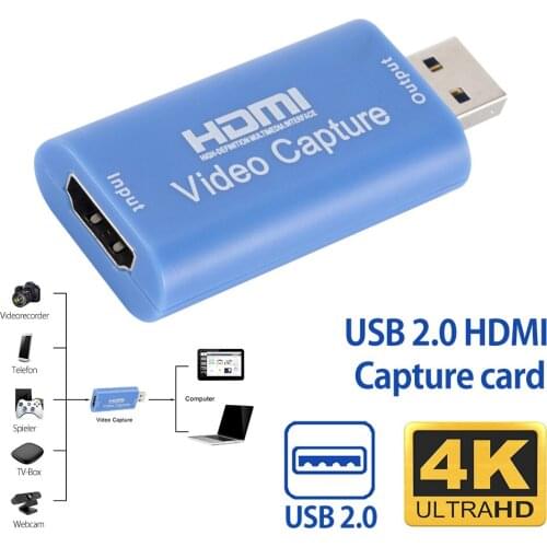 4K HDMI-compatible Mini Video Card USB 2.0 Video Capture Card Grabber for PS4 Switch Game Live Streaming DVD HD Camera Recording
