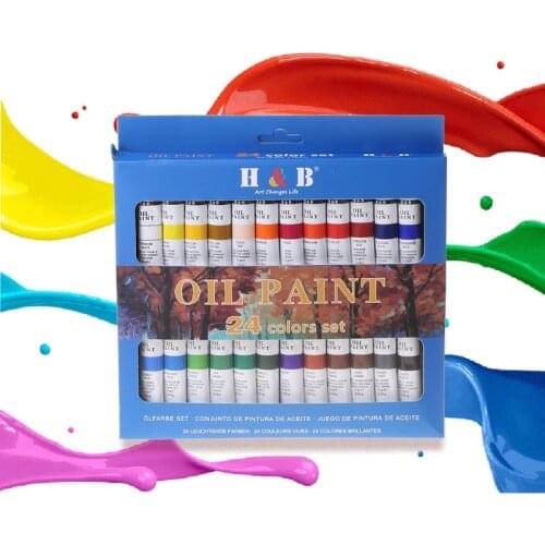 24 Colors Professional Oil Painting Paint Drawing Pigment 12ml Tubes Set Artist